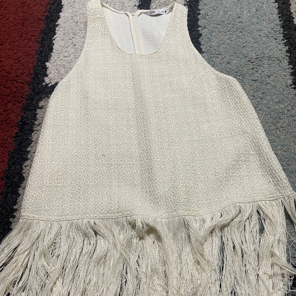 Cream fringe top